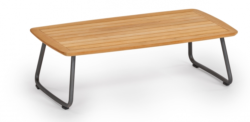 Denia Beistelltisch 115x55 cm grau-metallic Teak