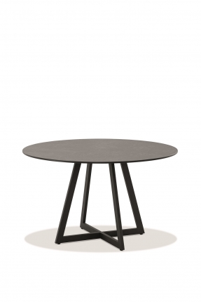 Milan Gartentisch, rund 125cm, Tischplatte Teak oder HPL, Gestell anthrazit, Niehoff