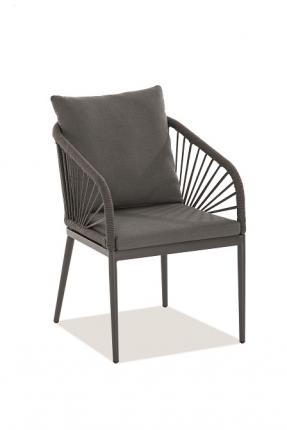 Pino Design Gartenstuhl, Kordelgeflecht anthrazit, inkl. Sitz- und Rückenkissen, Niehoff