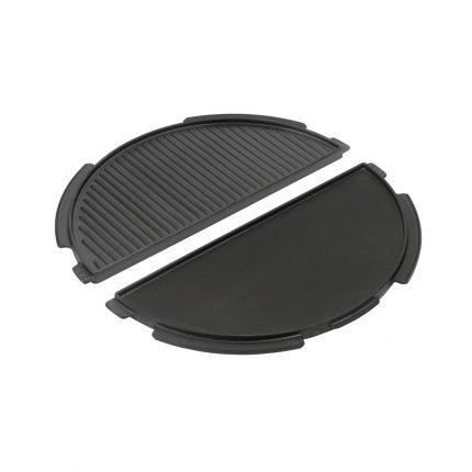 halbrunde Gusseisenplatte Half Cast Iron Plancha für den Big Green EGG Large, 2-teilig