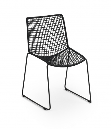Slope Stuhl von Weishäupl, Kordelgeflecht, schwarz, stapelbar