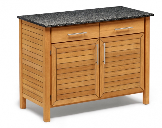 Deck Outdoorschrank 2er-Element von Weishäupl, Teak mit Granitplatte seidenmatt