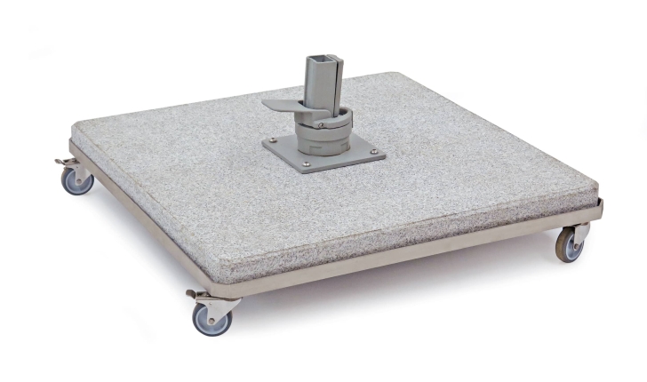 Bodenplatte Granit grau/weiss für Freiarmschirm inkl. Rollständer, 133kg, Weishäupl