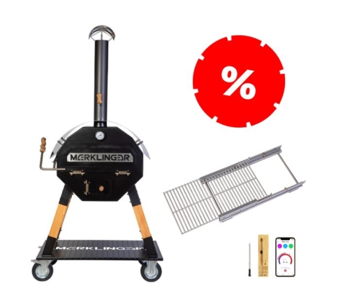 Frühlingsset Merklinger 800 Holzofen + Grillrost und Meater Plus, 3-teilig