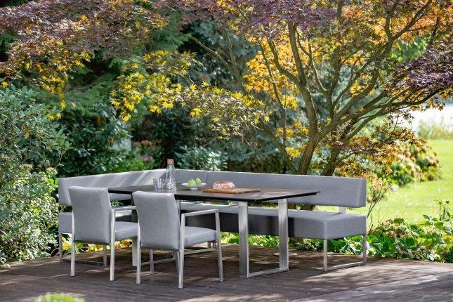 Calais Outdoor Ausziehtisch 200(260)x100cm, Synchronauszug, anthrazit/Teak, Niehoff