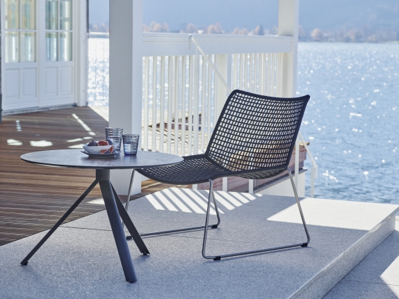 Slope Lounge Sessel von Weishäupl, Kordelgeflecht, schwarz, stapelbar