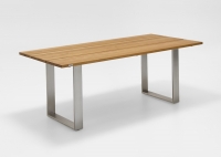 Noah Gartentisch, Profilkufe Edelstahl Platte Teak gebürstet, Niehoff Noah Gartentisch, Profilkufe Edelstahl Platte Teak gebürstet, Niehoff