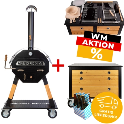 WM Paket Merklinger 800 Outdoorküche Irmi mit Komplettset inkl gratis Lieferung + Sixpack