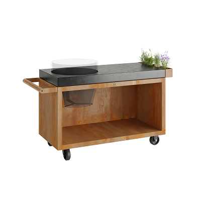 OFYR Kamado Table Corten 135 PRO Beton für Big Green Egg, mobiler Tisch groß