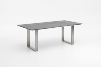 Noah Gartentisch, Profilkufe Edelstahl, Platte HPL Beton, Niehoff Noah Gartentisch, Profilkufe Edelstahl, Platte HPL Beton, Niehoff