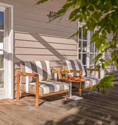 New Hampton Loungeset taupe-weiß 3-teilig